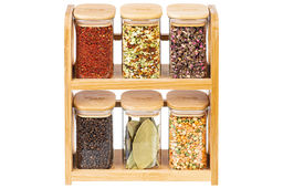 Набор 6 банок д/хранения 250 мл 22*8*27 см Crystal glass + бамб.крышка с сил.прокл.+бамб.подст - Elan gallery фото 5