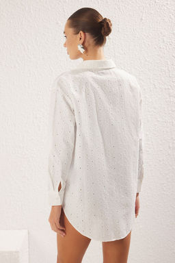 TRENDYOLMILLA Beyaz Dokuma Brode Plaj Gomlegi TBESS25GO00001 фото 4