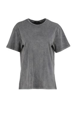 TRENDYOLMILLA Antrasit %100 Pamuk Soluk Efektli S?rt Bask?l? Boyfriend Bisiklet Yaka Orme T-Shirt TWOSS23TS00109  фото 7