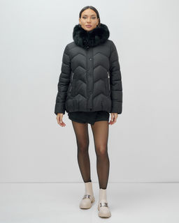 Куртка зимняя женская с мехом и капюшоном тренд черного цвета 7759Ch Бренд: Visdeer - Mtforce фото 14