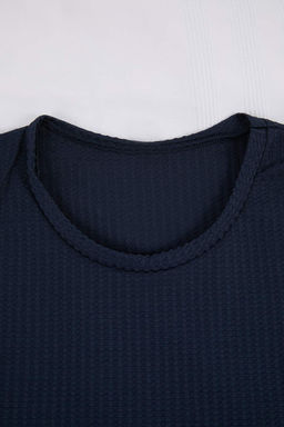 Lacivert Regular Fit Dokulu Esnek Orme Pijama Tak?m? TMNSS26PT00018