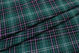 Фуле Клетка цв.т.опаловый зеленый/сиренево-розовый, ш.1.45м, хлопок-100%, 130гр/м.кв - Купава фото 5