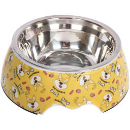 Миска из нержавеющей стали "ЛЮБИМЫЙ БРО", корги, 17.5*22*7.5см (наклейка)