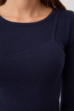 Lacivert Premium Iplik/Ozel Iplik Layer/Ic ice Gorunum Triko Body Kazak TWOAW26KZ00023 - Trendyolmilla фото 3