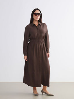 B?y?k Beden Dokulu B?zg?l? G?mlek Elbise