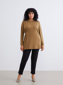 B?y?k Beden Bisiklet Yaka B?zg?l? Kad?n Tunik