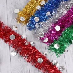 Цена за 10 шт. Мишура Всплеск кружочки d-8 см 200 см, микс