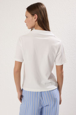 TRENDYOLMILLA Siyah Polo Yaka Dugmeli Regular/Standart Kal?p Burumcuk Orme Bluz TWOSS25GO00105  фото 4