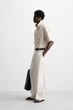 100% LINEN PLEATED TROUSERS - Zara фото 4
