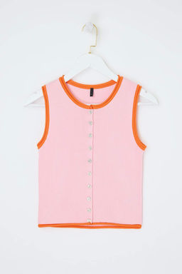 Ac?k Mavi Fitted Bisiklet Yaka Renk Bloklu Yelek TWOSS26YE00024 - Trendyolmilla фото 11