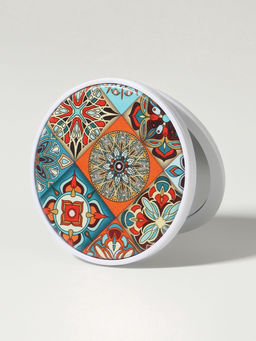 Зеркало складное «Витраж», d=7.3 см, с увеличением х2, оранжевое/синее