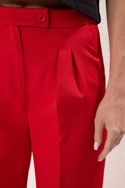 K?rm?z? Wide Leg/Genis Paca Dokuma Kumas Pantolon TWOAW22PL0066
