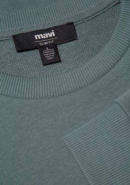 Bisiklet Yaka Yesil Basic Sweatshirt - Mavi фото 6