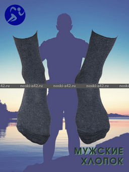 Цена за 10 пар. Пирамида носки мужские М-5 хлопок темно-серые 25