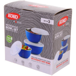 Набор из 3-х мисок для СВЧ-печи с крышками (12см, 15см, 17см)