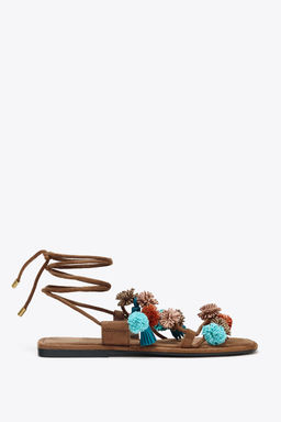 BEADED STRAPPY SANDALS - Zara фото 7