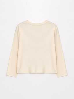 Bisiklet Yaka Bask?l? Uzun Kollu K?z ?ocuk Ti??rt