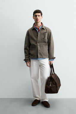 SOBRECAMISA RELAXED FIT CANVAS LAVADO / Marr?n / Topo