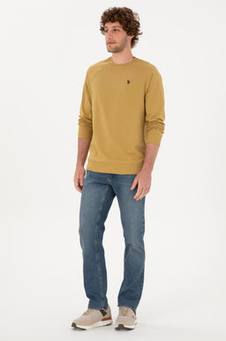 Erkek Regular Fit Bisiklet Yaka Hardal _nce Basic Sweatshirt Sepette S_rpriz _ndirim - U.s. polo assn фото 4