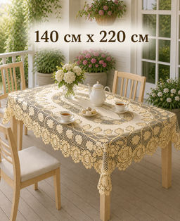 Скатерть арт. 228649/140/3, прямоугольная, размеры 140 см Х 220 см, цвет кремово-золотистый - Firanka фото 5