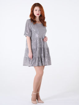 Платье серебряное нарядное