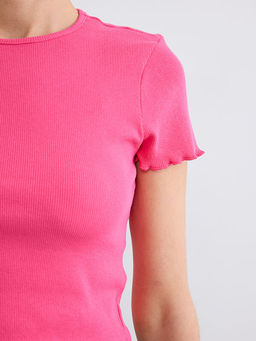 Bisiklet Yaka Fitilli Kad?n Ti??rt