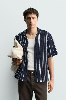 CAMISA REGULAR FIT JACQUARD RAYAS / Marino - Zara фото 2