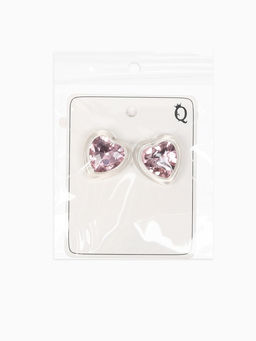 Серьги "Кристалл" сердце, цвет прозрачно-розовый