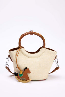 Ekru Charm Detayl? Kad?n Mini Omuz Cantas? TAKSS26OC00002