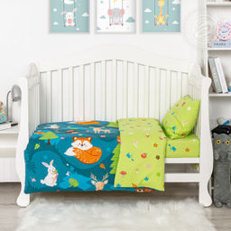 Постельное белье На опушке (поплин ясельный) Детский/Пододеяльник: 1 шт. - 147*112; Простыня: 1 шт. - 150*110; Наволочка: 1 шт. - 40*60; Поплин ясельный