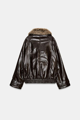 SHINY FAUX FUR COLLAR JACKET ZW COLLECTION - Zara фото 8