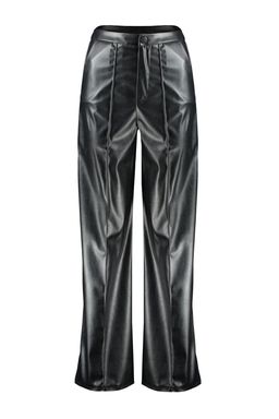 TRENDYOLMILLA Siyah Suni Deri Wide Leg/Genis Paca Nervurlu Yuksek Bel Pantolon TWOSS23PL00131  фото 6
