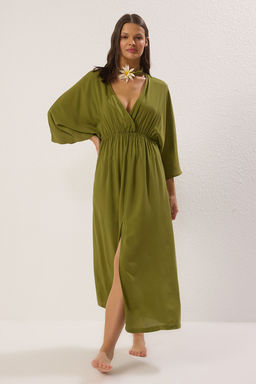 Yesil Dokuma Buzgulu Maxi Plaj Elbise TBESS25EL00083 - Trendyolmilla фото 2