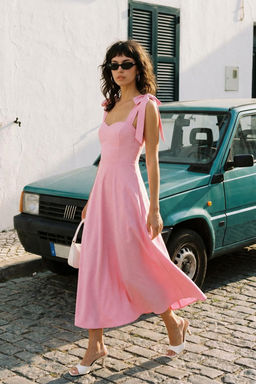 Pembe A-Kesim Ask? Baglama Detayl? Dokuma Abiye Gece Mezuniyet Elbisesi TPRSS24EL00251