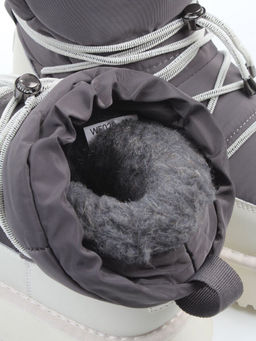 04-WF029-4M DK. GRAY/MILK Ботинки зимние женские (натуральная кожа, курточная ткань, 100% шерсть)