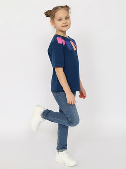 CRB wear/CSKG 63762-41-395 Футболка для девочки,темно-синий/Ex.Cherubino  фото 3