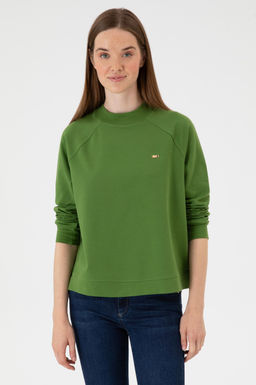 Kad_n Ye_il Regular Bisiklet Yaka Basic Sweatsh_rt