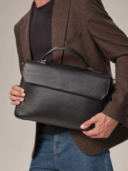 Мужская кожаная сумка Levi DBR 7115 черный фото 3