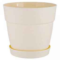 "Ingreen" Горшок для цветов пластмассовый "Villa de Fiori" 2л, д17см, h15,5см, с фиксируемым поддоном, белоснежный жасмин (Россия)