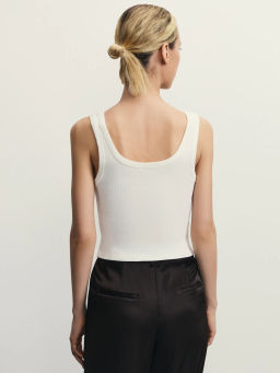 Укороченный топ в рубчик / Zarina  фото 5