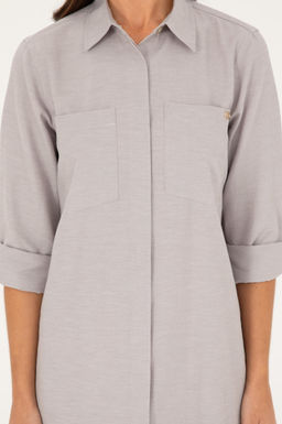 Женское серое тканое платье Неожиданная скидка в корзине - U.s. polo assn фото 5