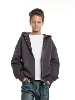 Зипка толстовка для мальчика с шевроном 22-0430 темный графит