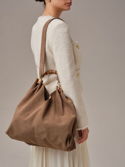 Замшевая сумка Bamboo DBR 30990 серо-коричневый  фото 5