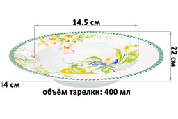 Набор тарелок 2 пр. 400 мл 22*22*4 см Лимоны глубокие, NEW BONE CHINA - Elan gallery фото 2