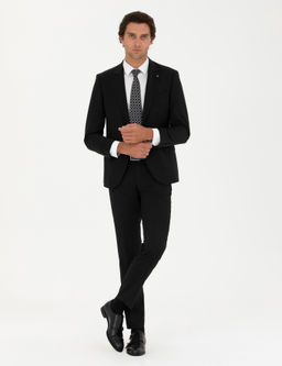 Черная классическая куртка из смесовой шерсти приталенного кроя - Cacharel фото 4