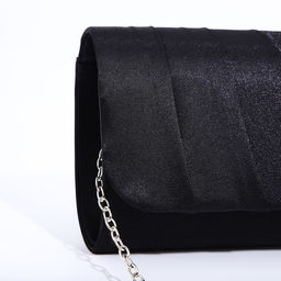 Клатч, отдел на клапане, длинная цепь, цвет чёрный - Simaland фото 4