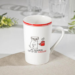 Кружка фарфоровая Доляна Понедельник, 380 мл, цвет белый