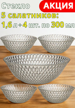 НАБОР САЛАТНИКОВ ИЗ 5 ШТ. SOHIO 1600 МЛ/300 МЛ