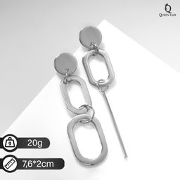 Серьги висячие Притяжение стиль, цвет серебро, 7,6см