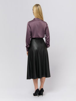 Юбка черного цвета длины миди из искусственной кожи - 1001dress фото 5